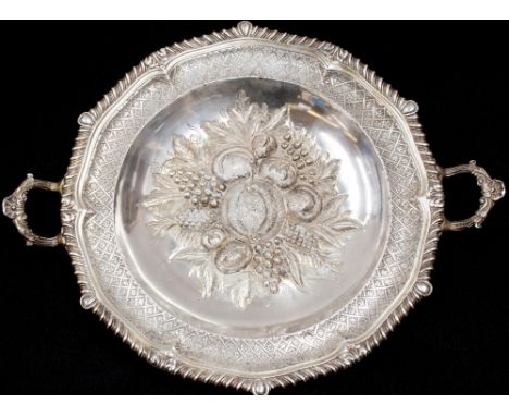 ***AUCTIONEER TO ANNOUNCE REVISED DESCRIPTION*** Paul Storr, a 19th century silver twin handled dish, the centre heavily cast