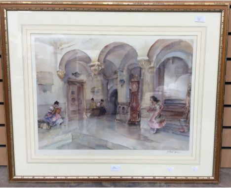 Flint, Sir William Russell (Scottish) (1880-1969), print, signed, Fine Art Trade Guild blind stamp, letter from Russell Flint