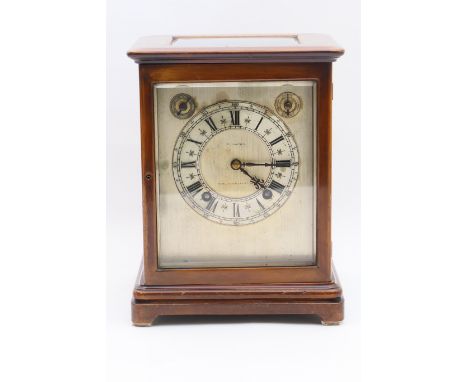 Winterhalder & Hofmeier walnut cased chiming mantel clock, retailed by S Lacon of Wolverhampton, circa 1900, having a rectang
