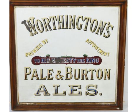 Worthingtons Brewery advertising mirror, circa 1910-30, square form, inscribed in gilded and coloured letters 'Worthingtons B
