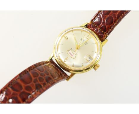 Gruen Precision gold plated and stainless steel gent's automatic wristwatch, circa late 1960s, champagne coloured dial with b