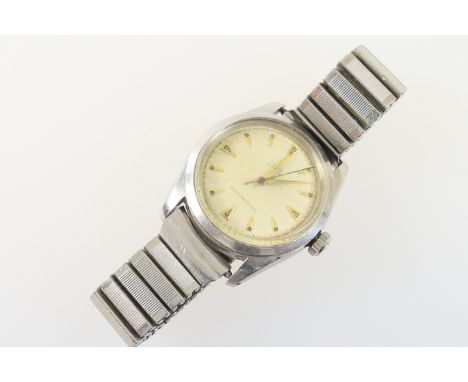 Tudor Oyster gent's stainless steel wristwatch, circa 1960, reference 7904, circular champagne dial with baton numerals edged