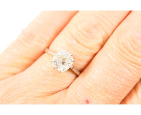 Diamond solitaire ring, the cushion brilliant cut stone of  approx. 1.79cts, colour estimated as G/H, clarity as SI2, claw mo