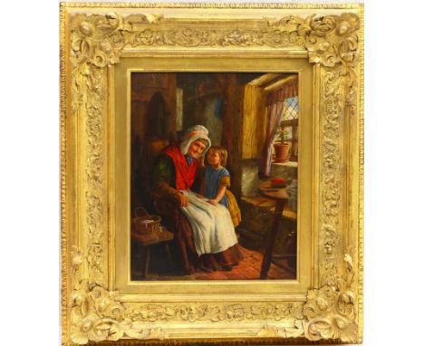 David Hardy (active 1835-70), Secrets, oil on panel, titled and inscribed to an original label verso, 28cm x 22cmProvenance: 