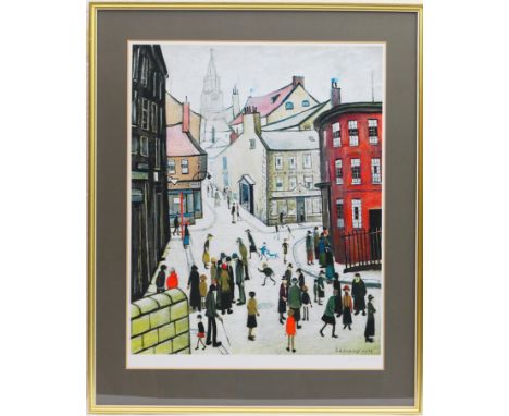 Laurence Stephen Lowry (1887-1976), Berwick upon Tweed, published 1973, offset lithograph in colours, signed in pencil by the