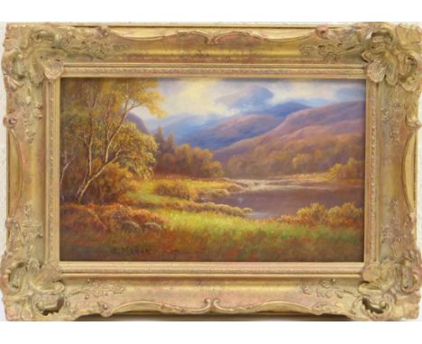 William Mellor (1851-1931), On the Llugwy, North Wales, oil on board, signed, 17cm x 28cmProvenance: Purchased from Baron Fin