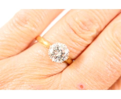 Diamond solitaire ring, the round brilliant cut stone of  approx. 1.52cts, measuring 7.49mm-7.53mm x 4.42mm, estimated as K-L