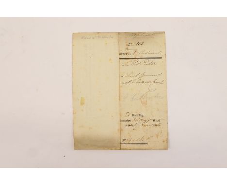 Battle of Waterloo Interest: Lieutenant General Sir Thomas Picton G.C.B. (1758-1815), a letterpress receipt, completed in man