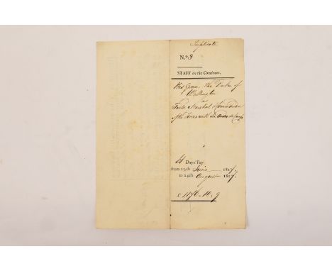 Wellesley, Arthur, Duke of Wellington (1769-1852), Field Marshall and Prime Minister, a letterpress receipt, completed in man