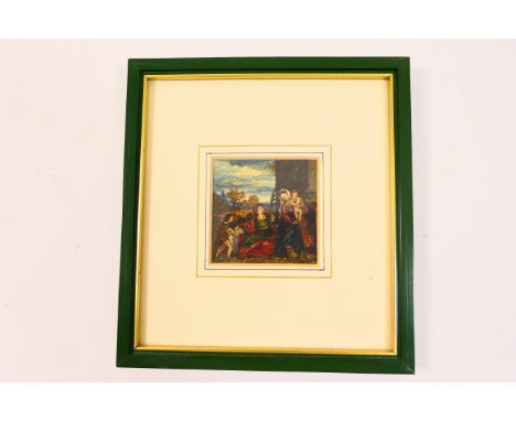 Miniaturist painting, probably following an Old Master, classical subject, possibly Madonna and Child, oil on paper, 5cm x 5c