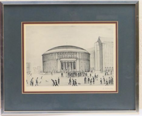 Laurence Stephen Lowry (1887-1976), Manchester Reference Library, offset lithograph en grisaille, signed in pencil by the art