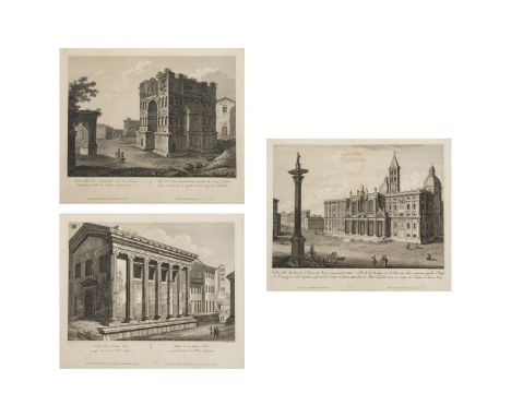 Drei Kupferstiche RomItalien, erste Hälfte 19. Jahrhundert. - Janusbogen - - Santa Maria Maggiore - - Portunus-Tempel - Je Ku