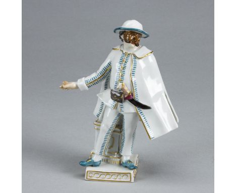 Brighella  aus der Commedia dell'arteStaatliche Porzellan Manufaktur, Meissen 1980. Porzellan, weiß, glasiert. Polychrom und 