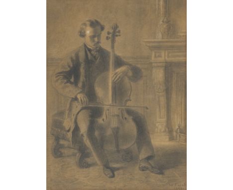 Wilhelm Heinrich Füssli1830 Zürich - 1916 Baden-Baden - Cellist - Graphit, weiß gehöht. 34,5 x 25,5 cm (Passepartoutausschnit