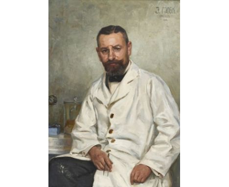 Johannes Heinrich Mogk1868 Dresden - 1921 - Bildnis des Chirurgen Prof. Dr. Noesschke, Dresden - Öl/Lwd. 100,5 x 74 cm. Sign.