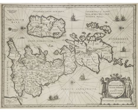 Johannes Janssonius1588 Arnheim - 1664 Amsterdam - Insularum Britannicarum - Kupferstich/Papier. 39,5 x 51,4 cm. 41 x 52,7 cm