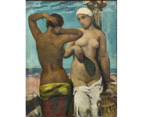 Curt Witte1882 Schlüsselburg an der Weser - 1959 Hannover - Zwei Badende (zwei weibliche Akte) - Öl/Lwd. 95 x 75,5 cm. Sign. 