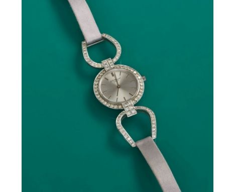 Elegante CHOPARD - DamenarmbanduhrFa. Chopard Genève. 750/- Weißgold. Gewicht: 23,8 g. Gehäuse-D. 2,6 cm. L. 15,5 x 18,5 cm. 