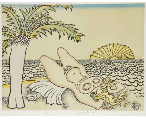 Arnold Leissler1939 Hannover - 2014 Hannover - Strandszene - Farblithografie/Papier. 22/50. 45,5 x 60,8 cm, 63,5 x 77 cm. Sig