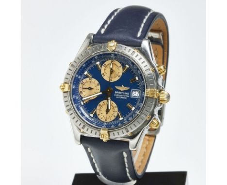 Breitling - ChronographFa. Breitling, Schweiz. Modell: Chronomat. Edelstahl und Gelbgold. Gewicht: 100,5 g. Rückseite bez.: B