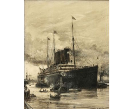 Charles William Wyllie1853 London - 1923 London - Der Doppelschrauben-Schnellpostdampfer "Kronprinzessin Cecilie" - Öl/Lwd. a