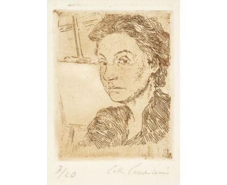 Lotte Laserstein1898 Preußisch Holland - 1993 Kalmar - Selbstbildnis - Radierung/Papier. 7/20. 10x 8 cm, 12,5 x 9,5 cm (Passe