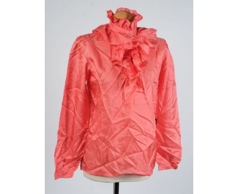 A Biba pink silk long sleeve blouse:. 