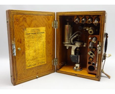 20th century Dobbie-McInnes Patent Engine Indicator, Design No.1 for large size steam instruments, in fitted mahogany box, wi