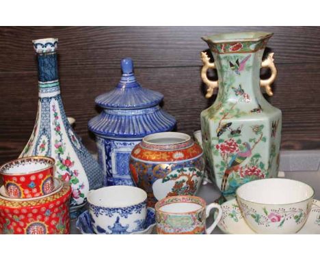 LOT OF CHINESE CERAMICS
including tea cups, vases, coffee jar etc