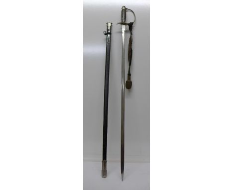 A German sword with metal scabbard, the blade marked Krebs, Solingen, handle a/f