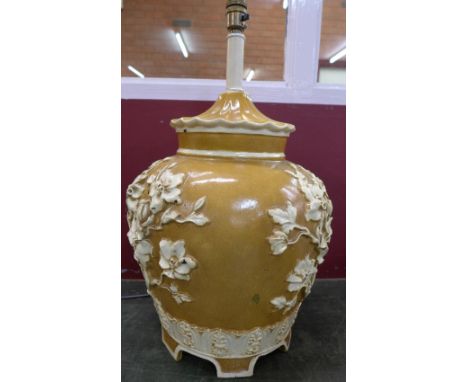 A large relief moulded table lamp base, 41cm