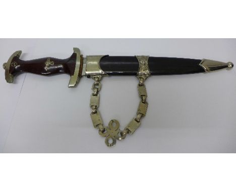 A German SA dagger the blade marked Ulles für Deutschland and Herm. Linder, Söhne, Solingen, with reproduction scabbard
