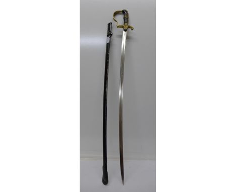 A German sword with metal scabbard, the blade marked Eickhorn, Solingen