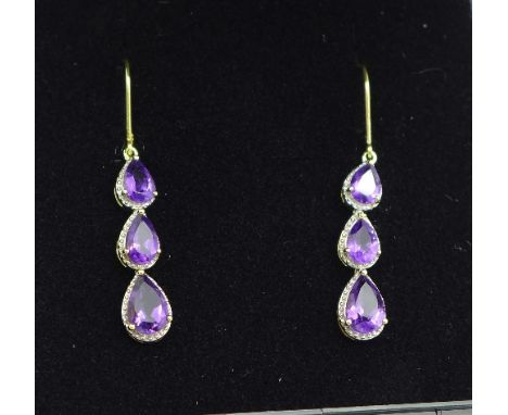 Silver gilt and amethyst drop earrings