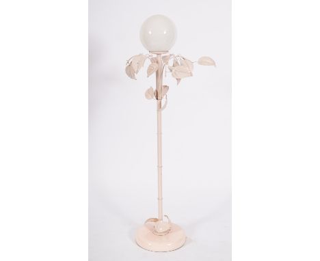 An Italian painted wrought and pressed iron standard lamp, attributed to Sergio Terzani, modern; the spherical opaque glass s