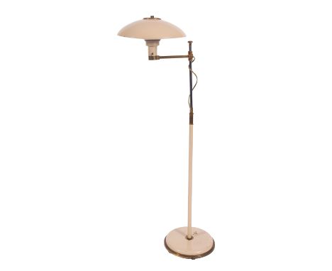 An American Flying Saucer standard lamp, by Dazor, circa 1950s; with painted domed shade and base; 113cm high

