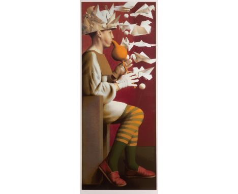 After Jane Lewis (b. 1953) -
Papageno II -
Silkscreen -
97 x 38 cm - 140.5 x 79cm framed -
Signed in pencil lower right margi