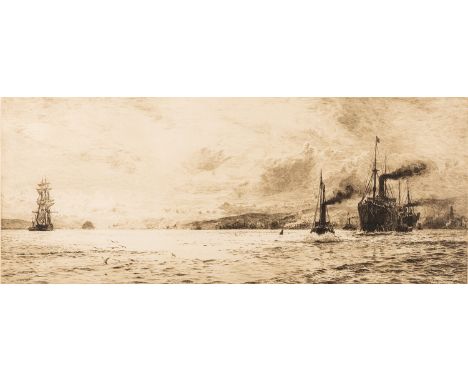 William Lionel Wyllie (British,1851-1931) -
The Clyde at Govan -
Etching -
23 x 50.5cm -
Signed lower left -
Together with a 