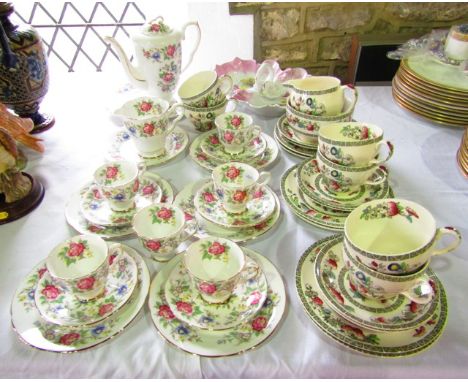 A collection of Royal Stafford Rochester pattern coffee wares comprising coffee pot, milk jug, cake plate, six coffee cans, f