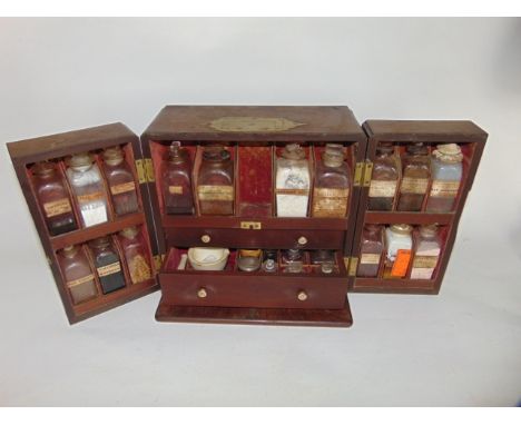 A good quality 19th century mahogany chemist cabinet presented with two hinged doors revealing a fitted interior accommodatin