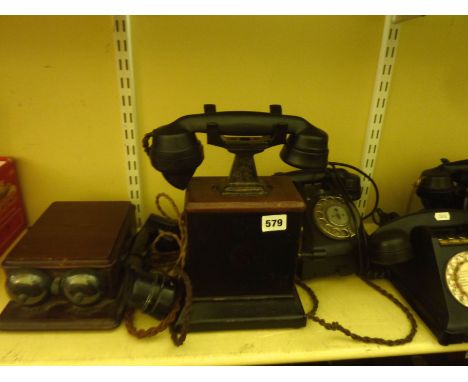 A selection of antique/vintage telephones to include an example marked Ericsson Telephones Limited, England with lacquered me