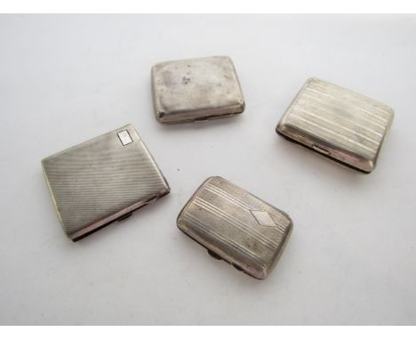 A miscellaneous collection of four silver cigarette cases, various makers, Birmingham & Chester, 1926 - 1945, various sizes, 