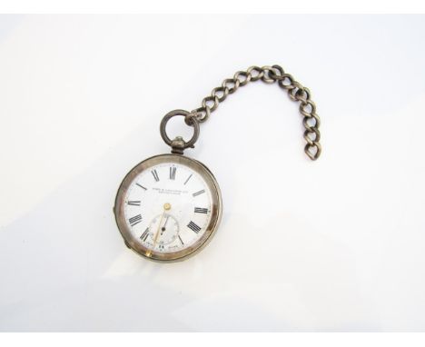 A silver open-faced pocket watch, Ford & Galloway Ltd, Birmingham, the white enamelled dial with black Roman numerals, subsid