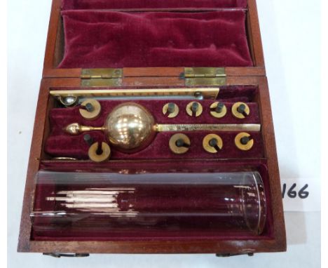 A cased Sikes Hydrometer, the ivory thermometer marked T.O. Blake, London