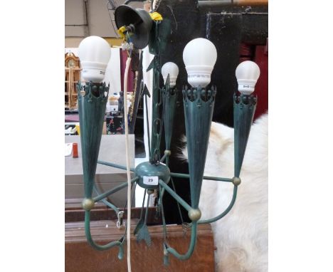 A contempory style five light hanging lamp