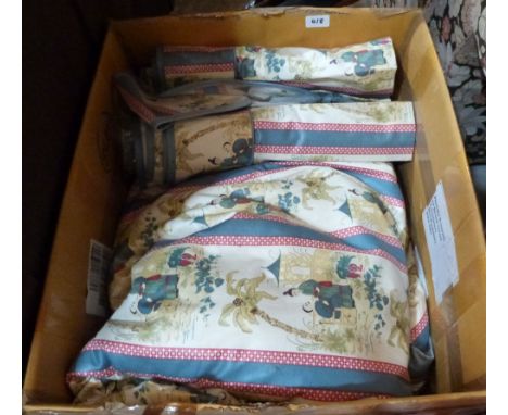 A pair of chinoiserie printed country house curtains