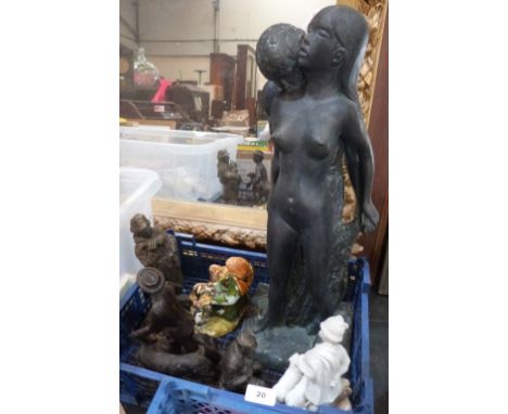 Six ceramic or resinous figure groups