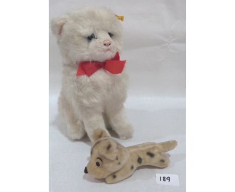 A Steiff cat, 11' high and an earlier plush Bonzo