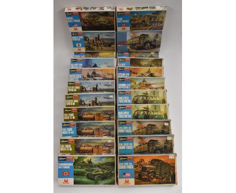 Model Kits - Hales Hasegawa 1/72 scale Mini Box Military Vehicles inc US Willys Jeep ans 37mm gun;  M4A1 Half Track;  German 