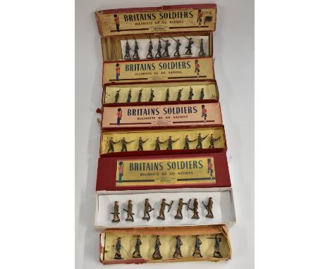 Britains Soldiers, Regiments of all Nations, 'German Infantry' in field grey uniform (No 432) (boxed); another similar set of